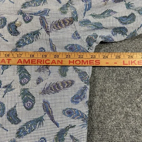 Vintage Lee Shirt Mens M Long Sleeve Button Down Peacock Feather Print Western - Picture 8 of 10